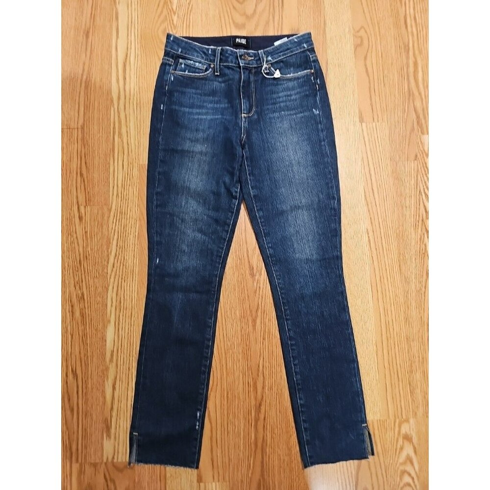 ALT Elena Gilbert Paige Jeans Women 27 Blue Straight Leg Mid-Rise Frayed $220